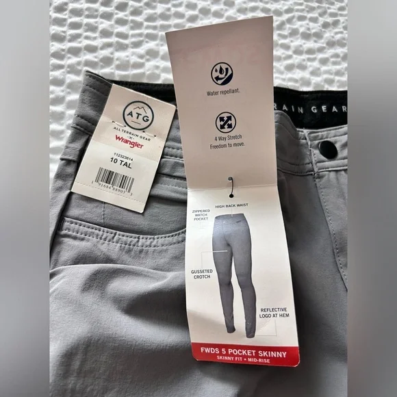 Women’s Wrangler All Terrain Gear Water resistant skinny mid rise pants 10 Tall - Picture 7 of 12